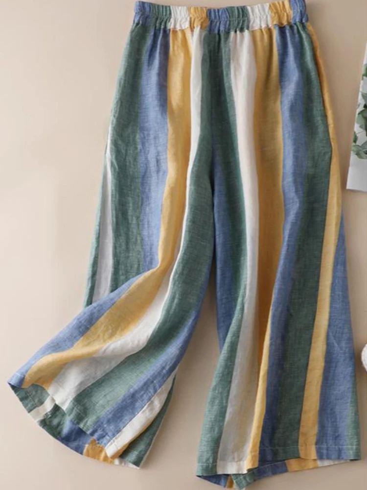 Широкие брюки из смеси хлопка в японском стиле новинка 2024 винтажные прямые с