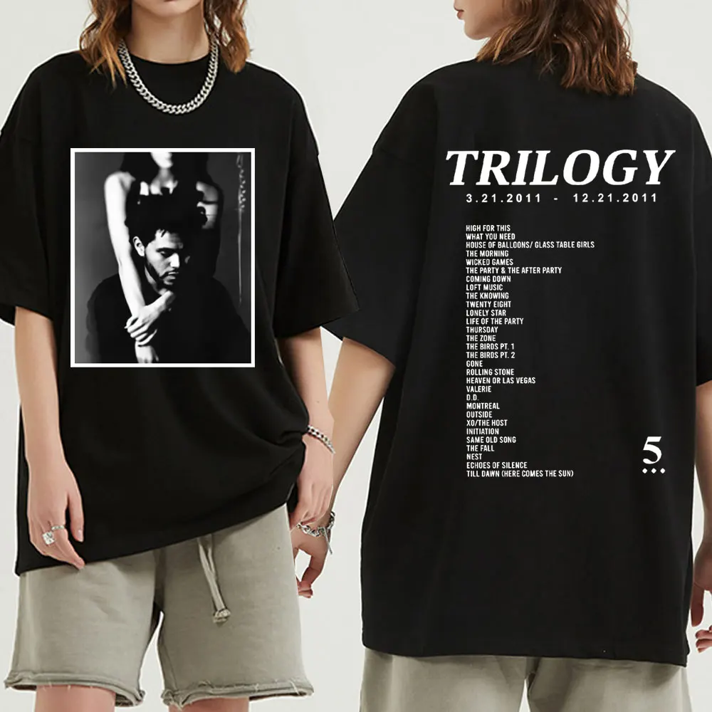 

Футболка Weeknd Мужская/женская оверсайз в стиле хип-хоп, Повседневная рубашка с альбомом трилогии и музыки, уличная одежда, лето