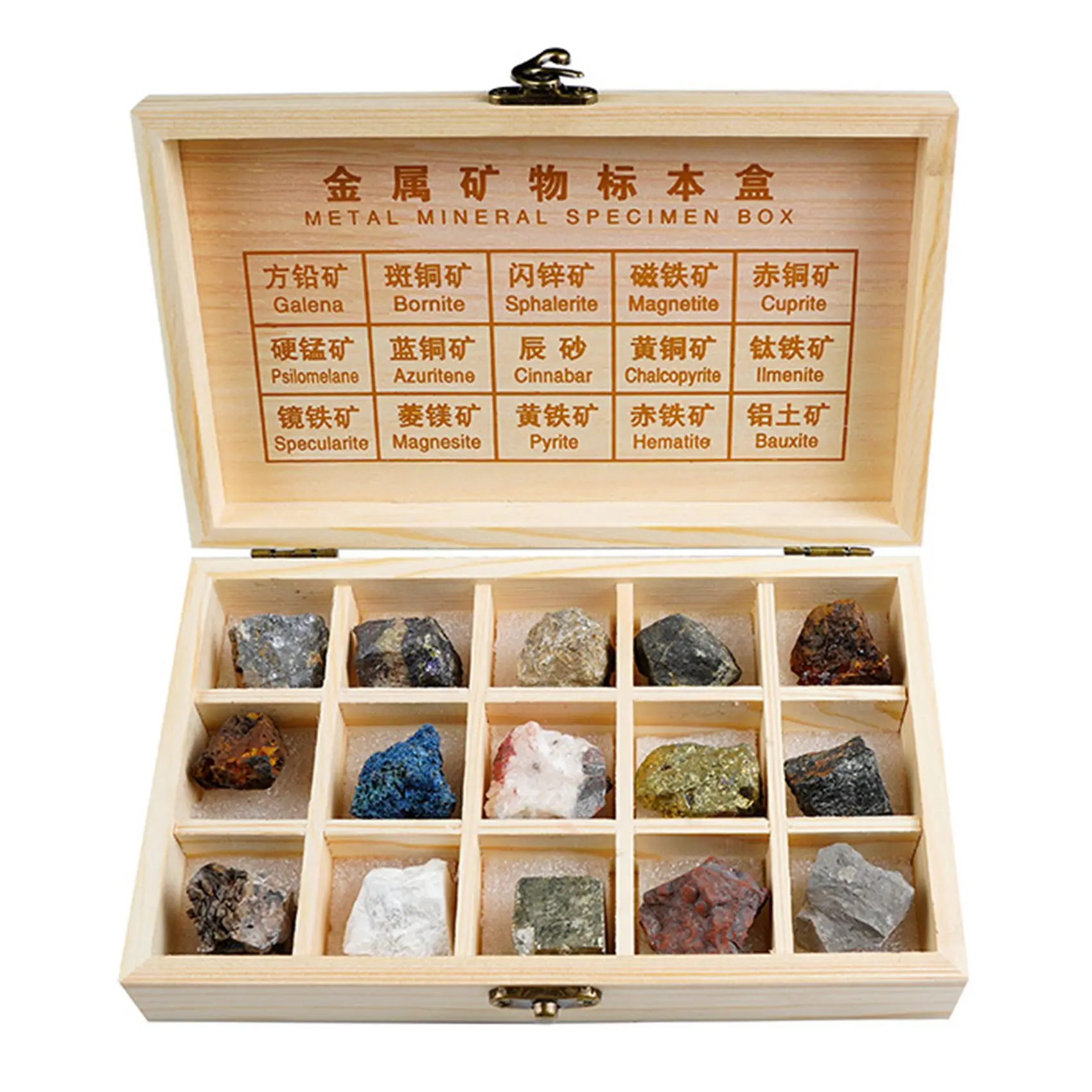 

15 Kinds Rock & Mineral Kit,Metal Ore Specimen for Geology Classrooms Field Testing , Science Teaching Collect Gift