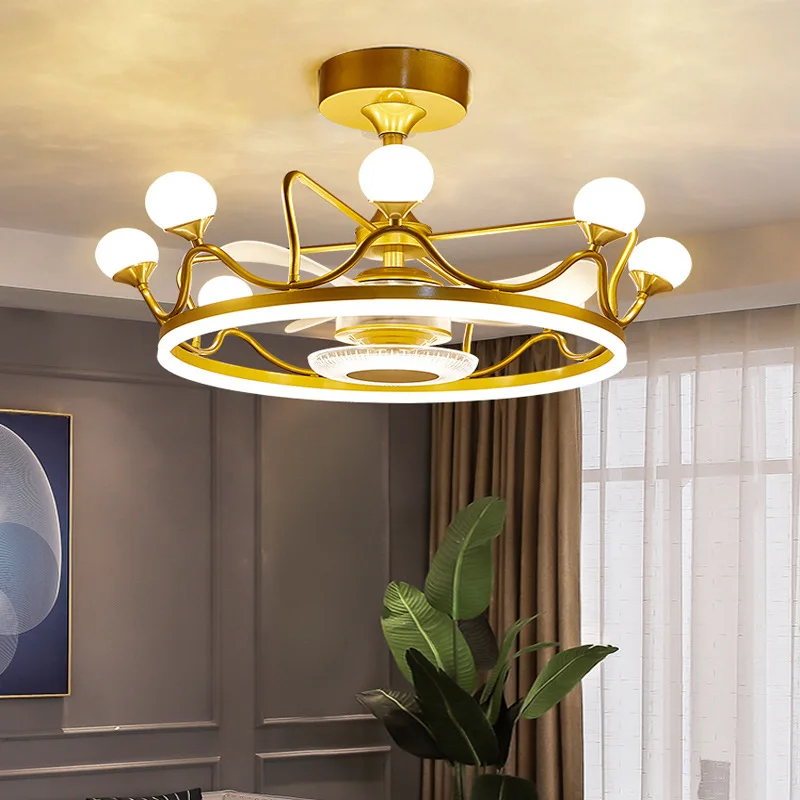 

BRIGHT Ceiling Lamps With Fan Gold With Remote Control 220V 110V LED Fixtures For Rooms Living Room Bedroom Restaurant