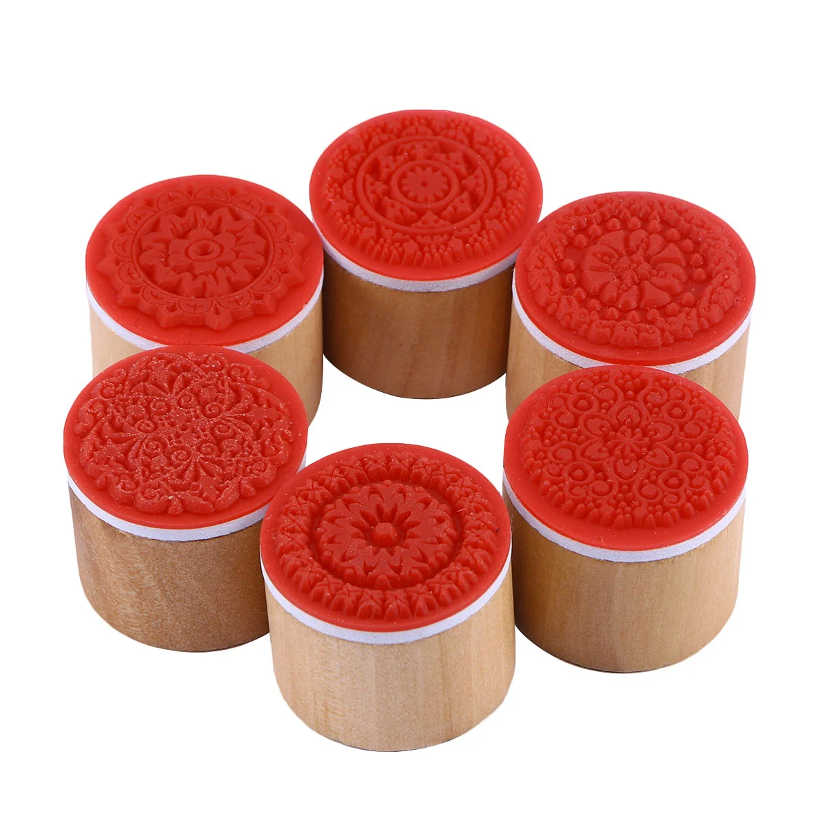 

Stamps Wooden Rubber Round Wood Stamp Floral Flowers Vintage Traditional Decorative Scrapbooking
