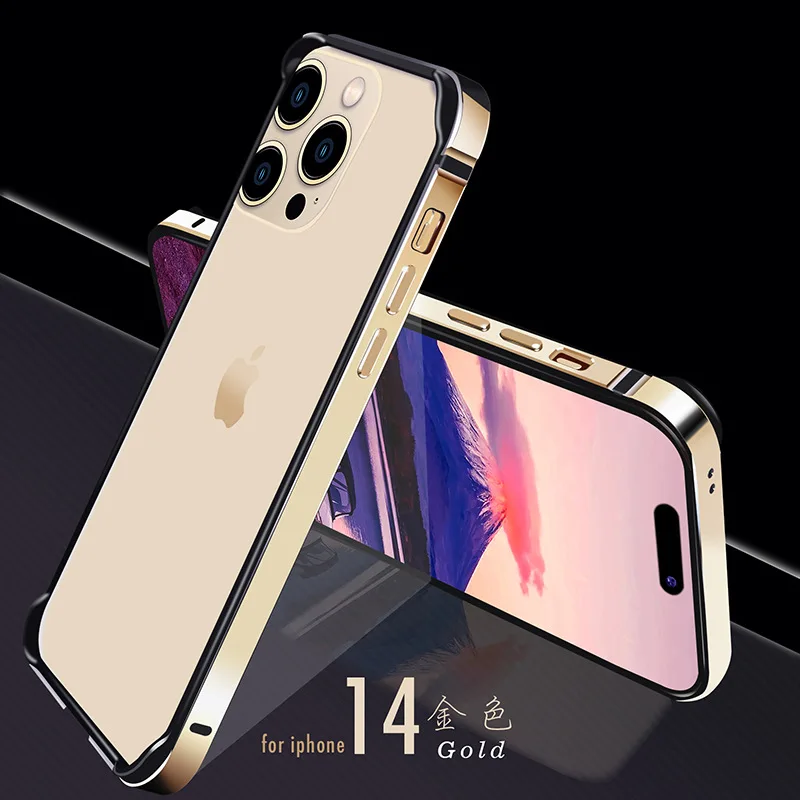 Purple Aluminum Metal Phone Bumper + Tpu Case For Iphone 14 Plus Pro Max 14pro 14plus  Phone Cover Coque Frame Accessories