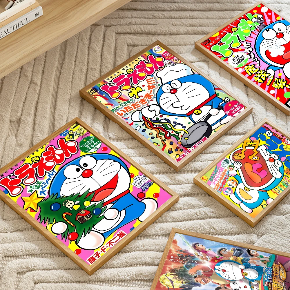Cartoon D-Doraemon Vintage Posters Sticky Retro Kraft Paper Sticker DIY Room Bar Cafe Kawaii Decor
