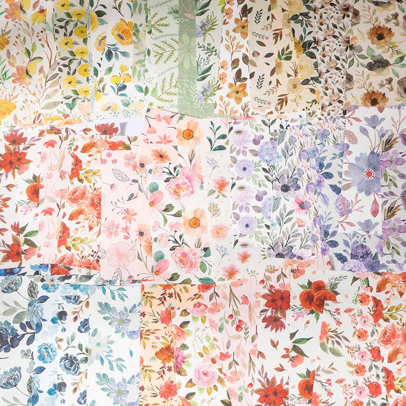 

40pcs Flower Collection Material Paper Translucent Memo Pad Decorative Background Paper Diary School Office Supplies Stationery