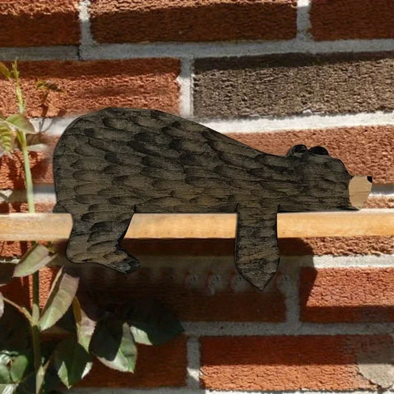 Hand-Carved Wooden Bear Door Topper - 3D Animal Wall Sculpture Rustic Home Art Decor for Christmas Gift &amp Indoor/Outdoor Use