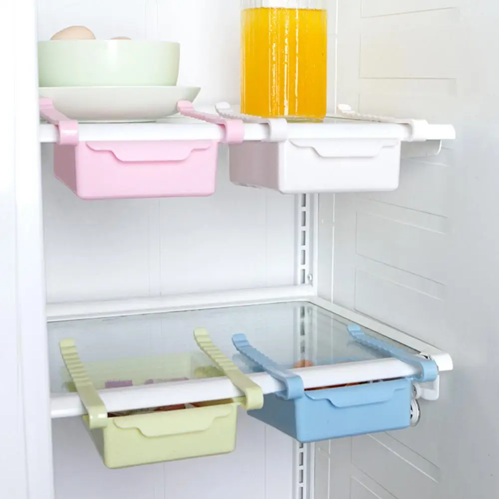 

Kitchen Freezer Fridge Slide Drawer Space Saver Shelf Rack Holder Storage Box