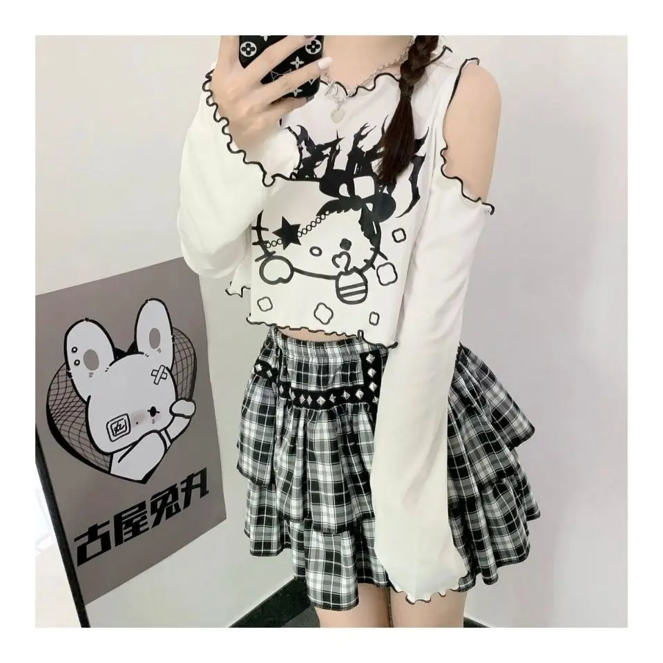 

Футболка женская с длинными рукавами-фонариками и принтом Hello Kitty