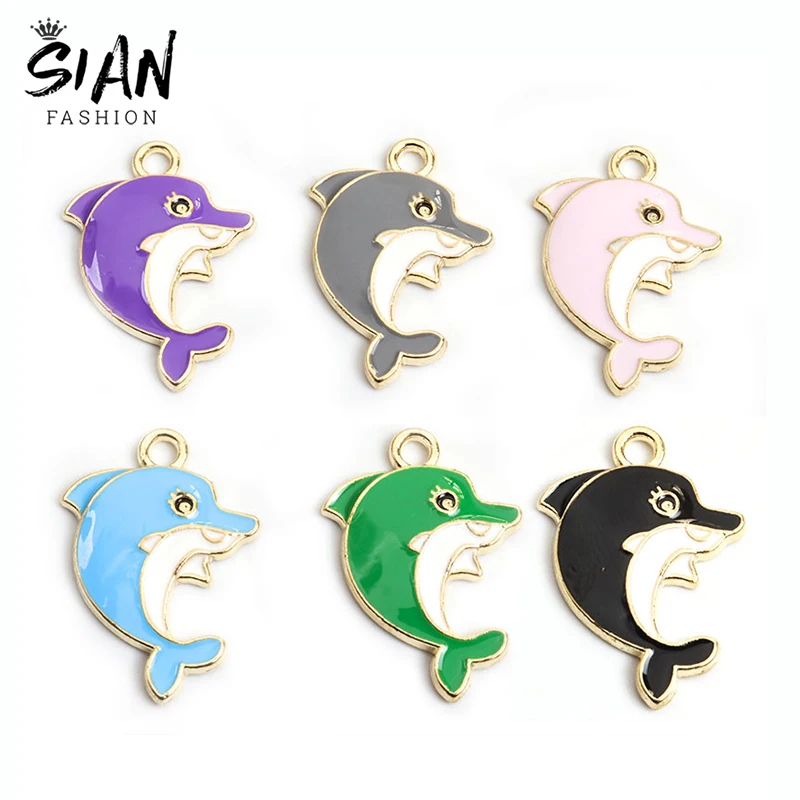 

10pcs/Lot Enamel Dolphin Small Charms for DIY Jewelry Makings Necklace Keychains Earrings Handmade Findings Crafts Accessories