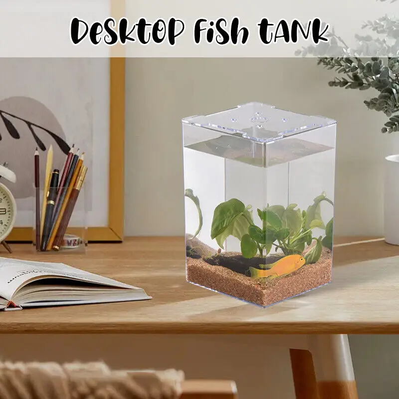 Прозрачный Настольный маленький аквариум Квадратный Аквариум для золотой рыбки