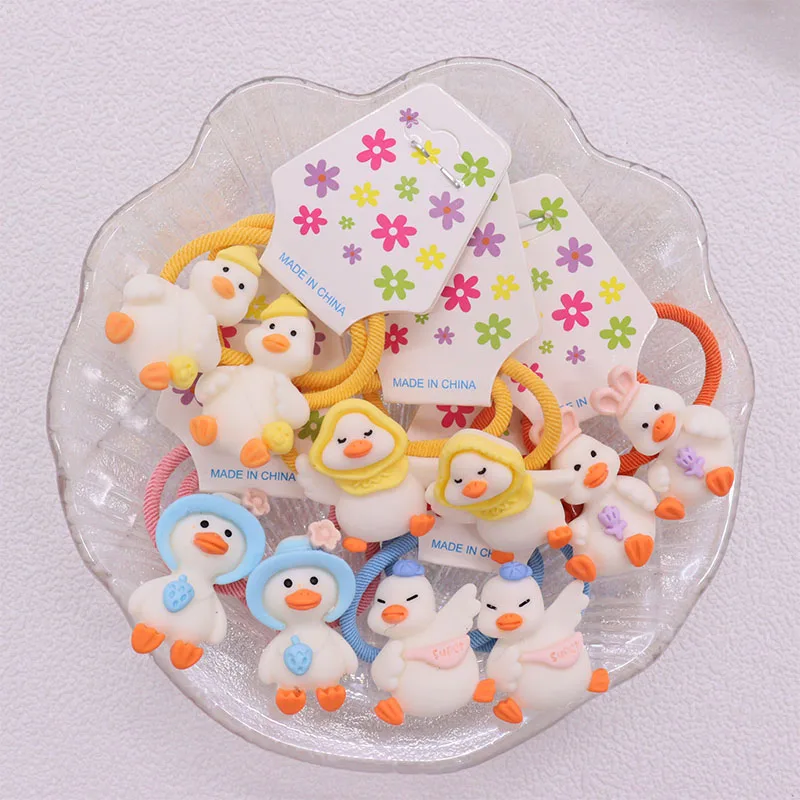 

Резинки для волос с милым бантом для девочек, маленькие резинки в виде гусиных животных, кролика, держатель для конского хвоста, модные аксессуары для волос, 2 шт.