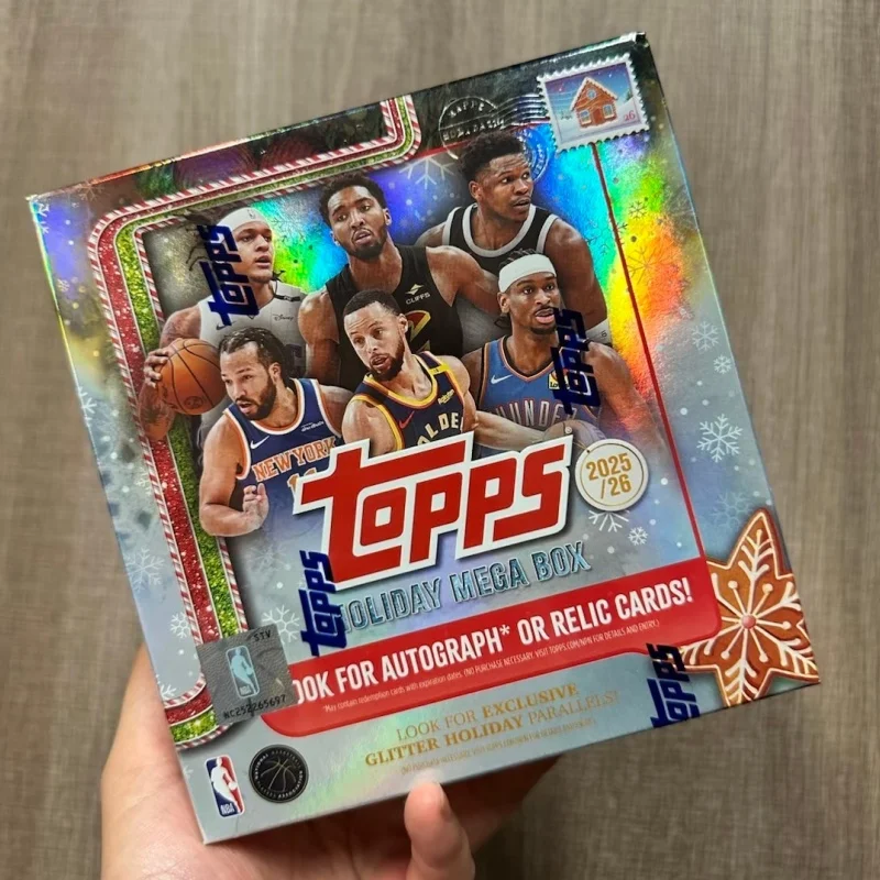 Фото В наличии: Оригинальный набор коллекционных баскетбольных карточек Topps Chrome Holiday Mega Box 2025-26, рождественское издание, коробка-сюрприз №1