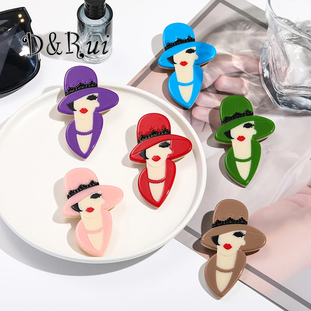 D&Rui Trendy Female Avatar Brooch Fashion Enamel Human Face Brooches For Woman Lapel Pin Clothes Backpack Bags Badge Pins Gifts