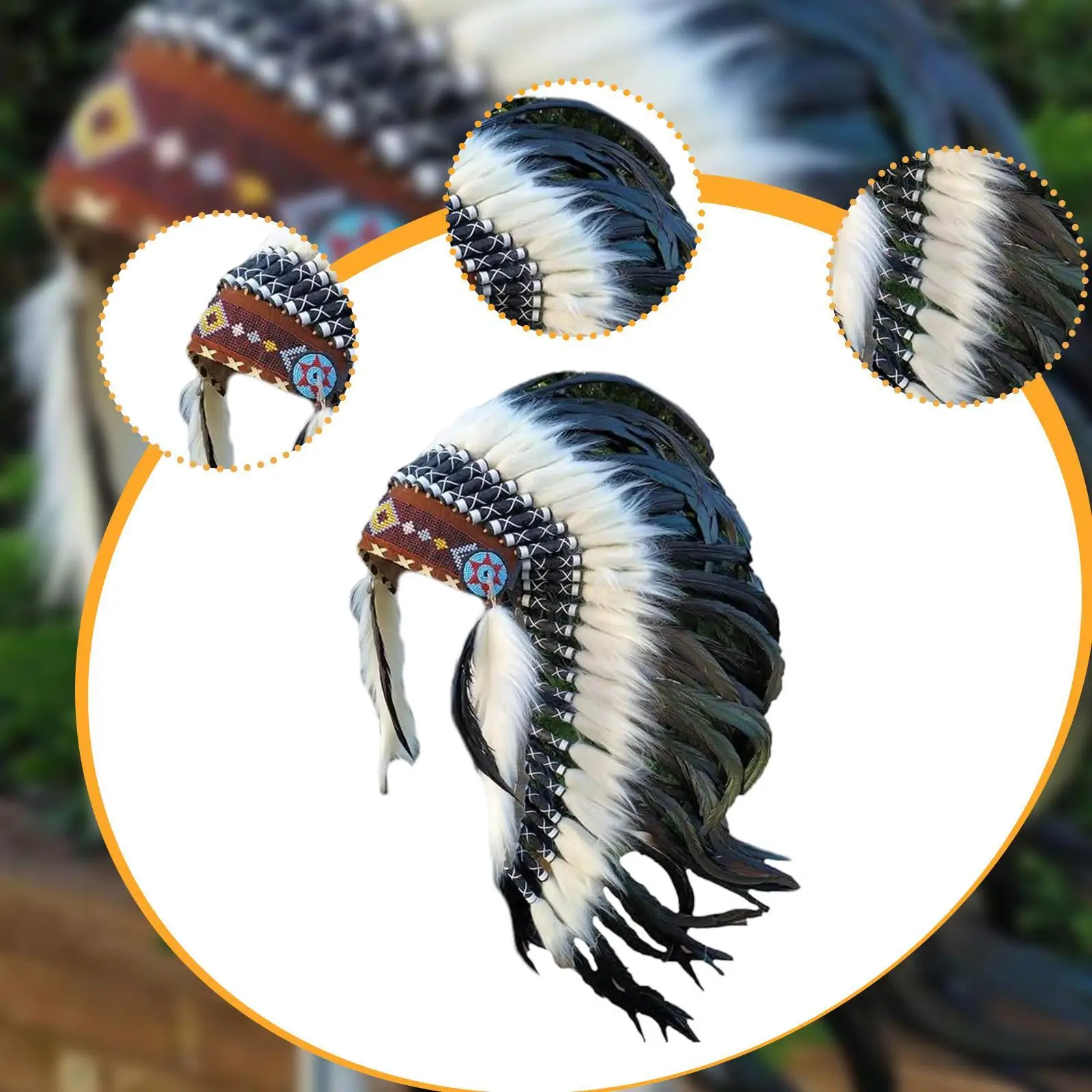 Feather Headdress Decoration Adults Carnival Native American Chief Headdress