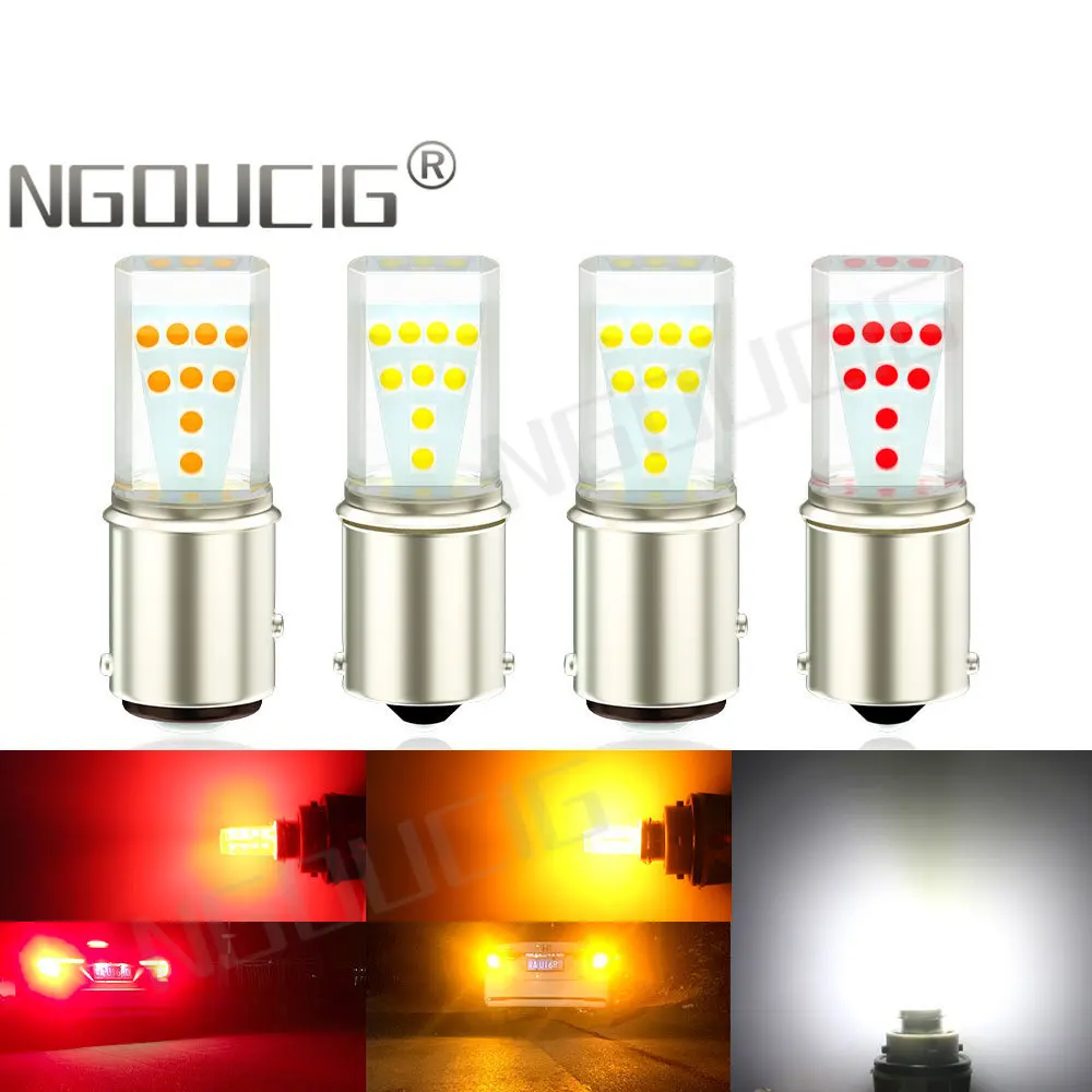 NGOUCIG 2 шт. 12 В силикон 24 P21W Led 1156 1157 лампа BAY15D R5W BA15S P21/5W сигнал автомобильная задний