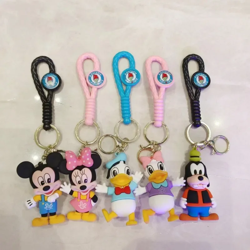 

Disney Mickey Keychain Cartoon Anime Figures Accessories Cute Minnie Keyring Student Bag Pendant Hanging Car Key Chain Kids Gift