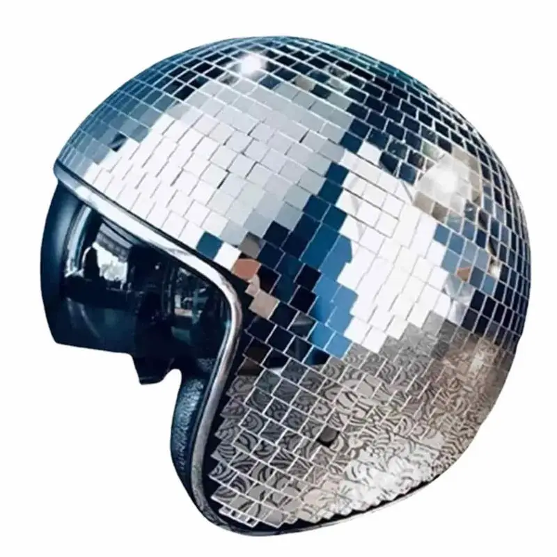 

Классический шлем для дискотеки с зеркальным блестящим шариком, фотоаксессуары для клуба, бара, зеркальные мотоциклетные шлемы с полным стеклом для ковбоя