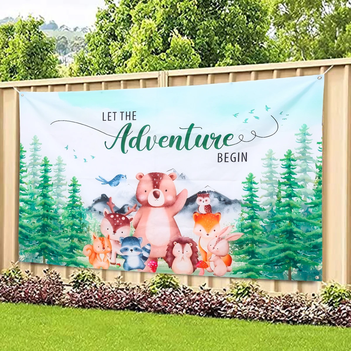 Фон для фотосъемки с изображением леса деревьев и гор 150x100 см