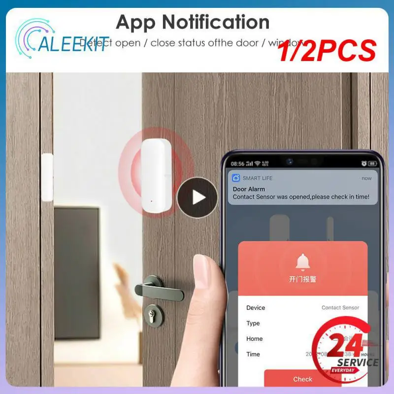 

1/2 шт. смарт-датчик двери Tuya Wi-Fi, детекторы открывания/закрытия дверей для умного дома, датчик окон SmartLife, работает с домом