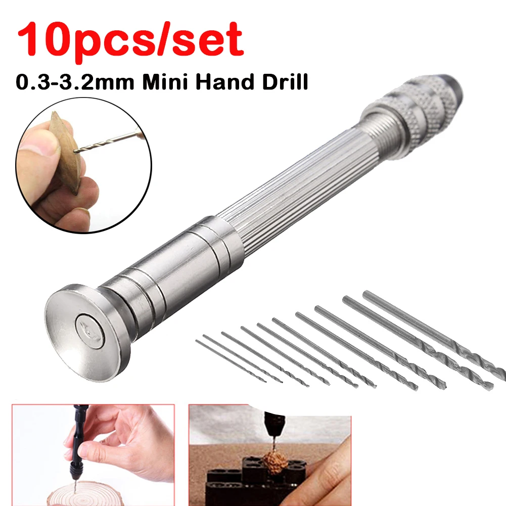 

1-3 set 0.3-3.2mm Mini Precise Hand Twist Drill Jewelry Craft Hand Pin Hole Drill Rotary Jewelers Burs Drilling Chuck Clamp