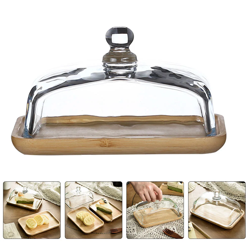 

Cake Dessert Plate Butter Dome Platter Tray Cover Stand Display Dish Serving Cheese Server Cloche Lid Holder Appetizer Wood