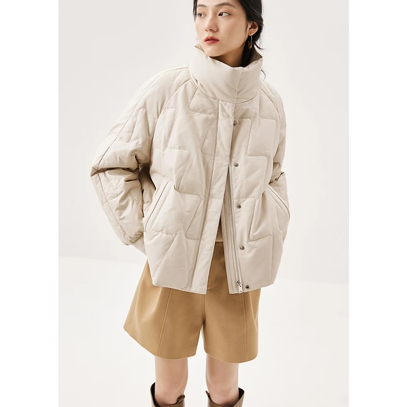 Sheepskin Coat Women Design Fashion High Quality 90% White Goose Down Thin High Street Autumn/Winter Casacos De Inverno Feminino