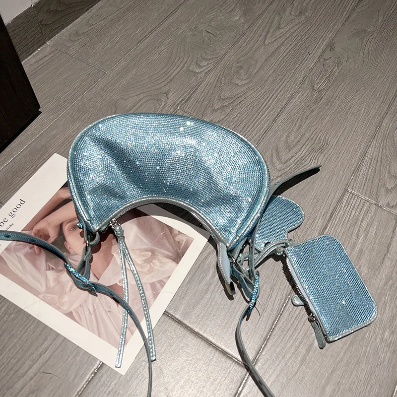 Famous Designer Of Luxury Brands With The Same Shiny Diamond-studded Motorcycle Bag Diamond Rivet Shoulder Bag 2023 New Bag