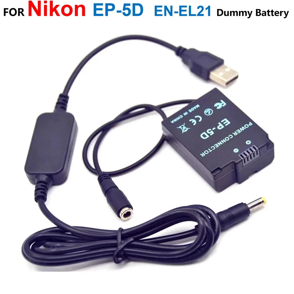 

EP-5D DC Coupler ENEL21 EN-EL21 Fake Battery+EH-5 EH-5A Power Bank 5V USB Cable Adapter For Nikon 1 V2 1V2