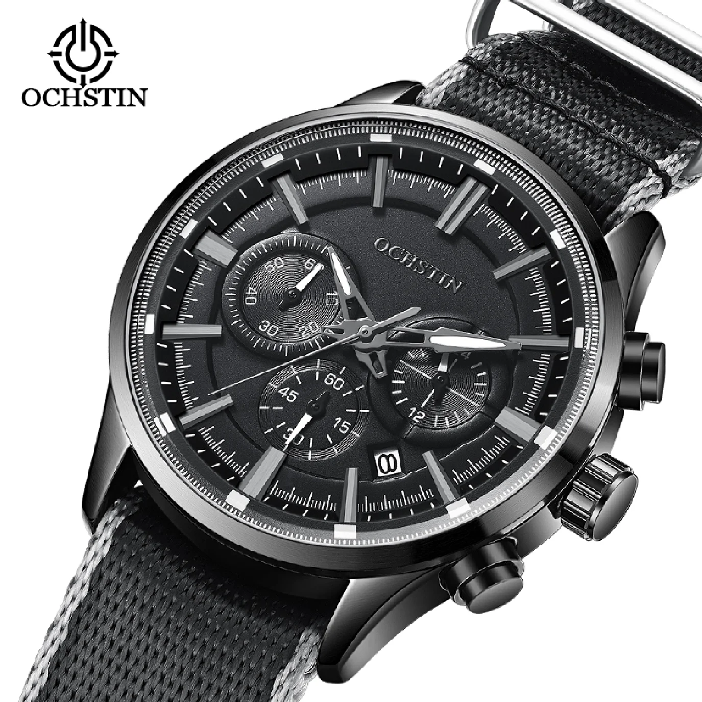 OCHSTIN 2020 Men's Watches Top Brand Luxury Sports Wrist Watch For Men Nylon Strap Waterproof Quartz Man Chronograph Date Clocks