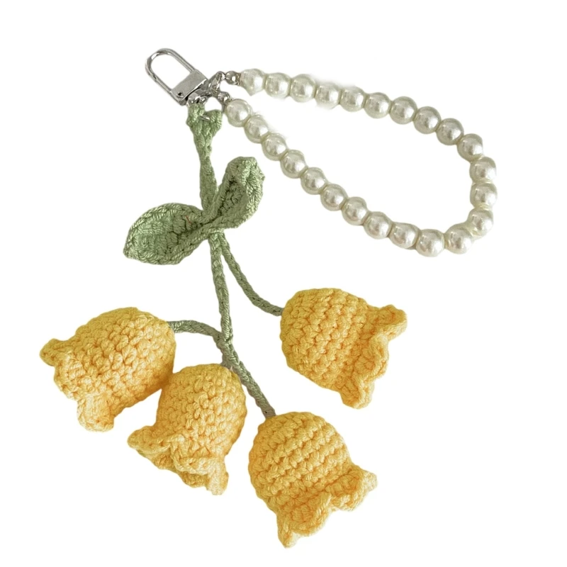 Стильный брелок с вязаным цветком подвеска вязаный кулон для ключа или рюкзака