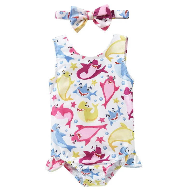 Купальник для младенцев Цельный купальник девочек бикини с оборками детский