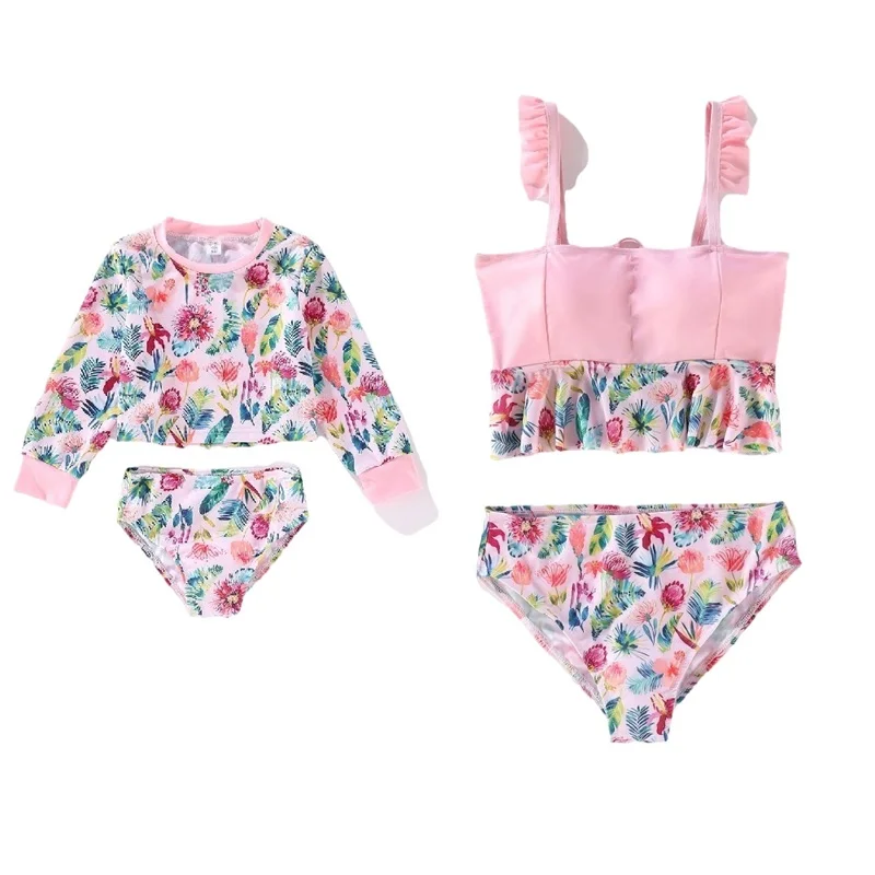 

2PCS Mommy and Me Clothes Family Look Flower Mother Daughter Matching Swimsuits Mom Baby Women Girls Swimwear Dresses Outfits
