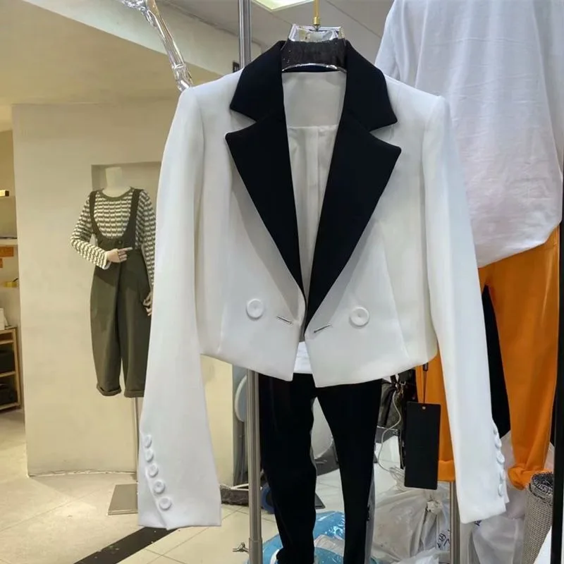 Модный лоскутный пиджак женский короткий мини-пиджак для женщин весенний новый