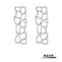 masw original design geometric earrings hot sale popular silver plated hollow high quality drop earrings for women jewelry