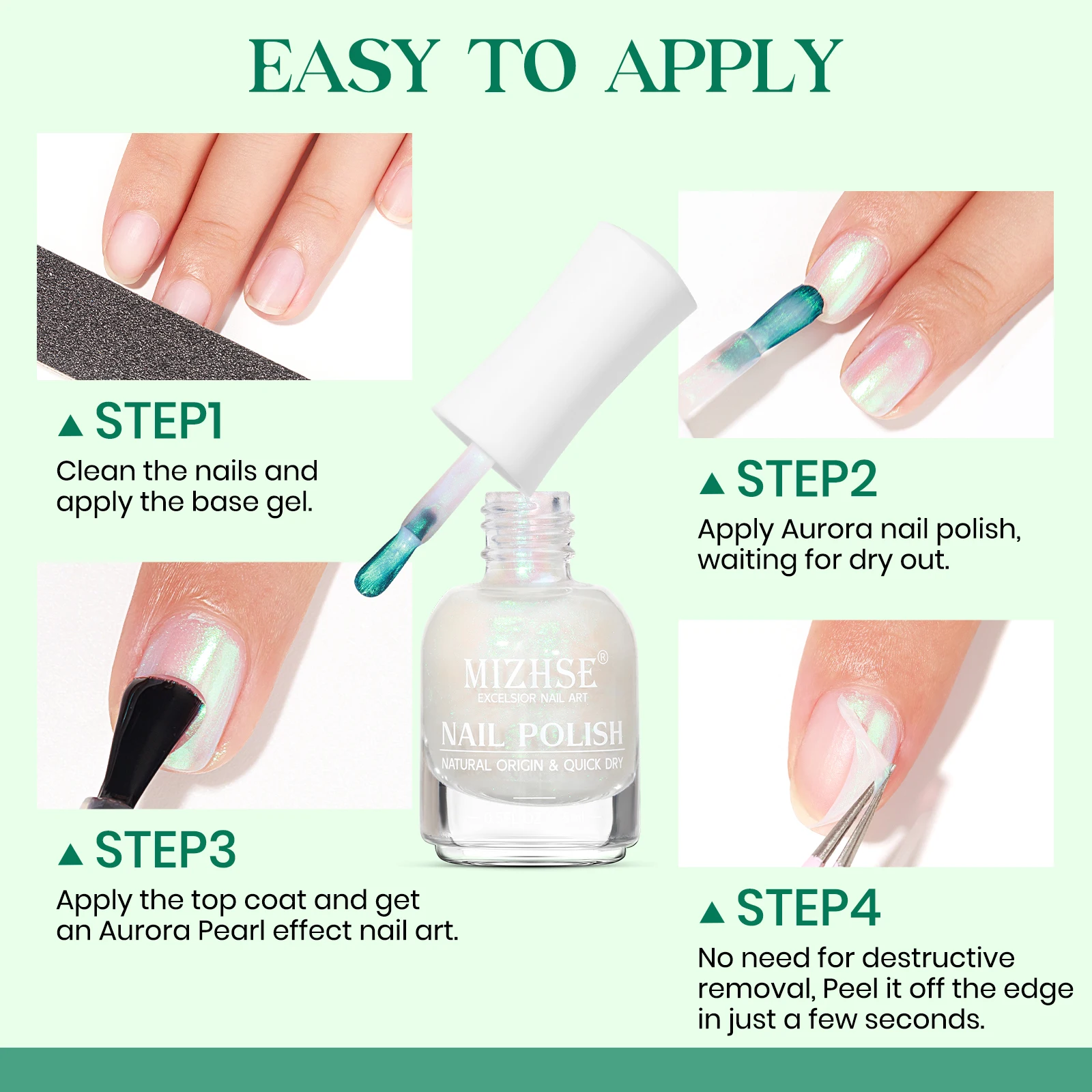 MIZHSE 15 мл лак для ногтей с жемчугом и перламутровым эффектом лаки Aurora Film Nails Art Semis