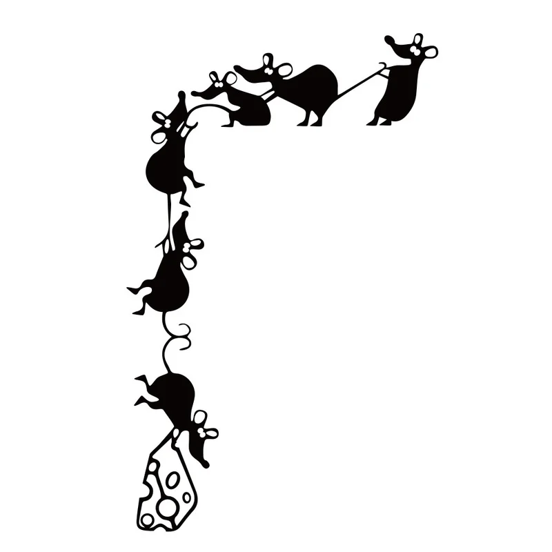 Funny Climbing Cheese Mouse Light Switch Mural Decal Little Carrying Food Wall Sticker Wallpaper PVC Home decor | Дом и сад