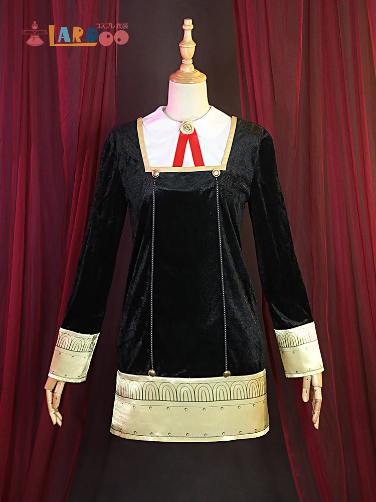 

SPY FAMILY Anya Forger Cosplay Costume Gold Velvet Black Woman Dress Full Set Outfit Halloween Cosplay Costumes