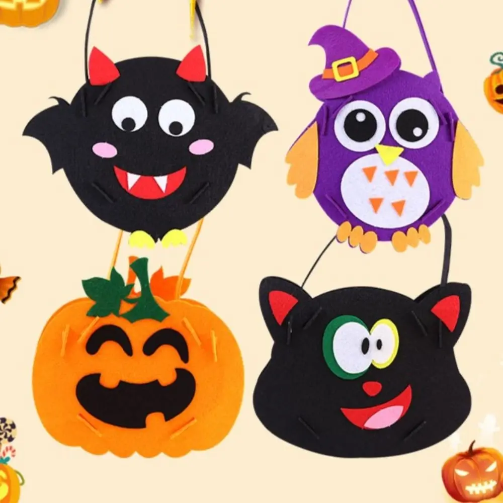 

Portable DIY Halloween Candy Bag Montessori Non-woven Fabric Pumpkin Bag DIY Trick or Treat Bag Owl Ghost Bat Kids/Children