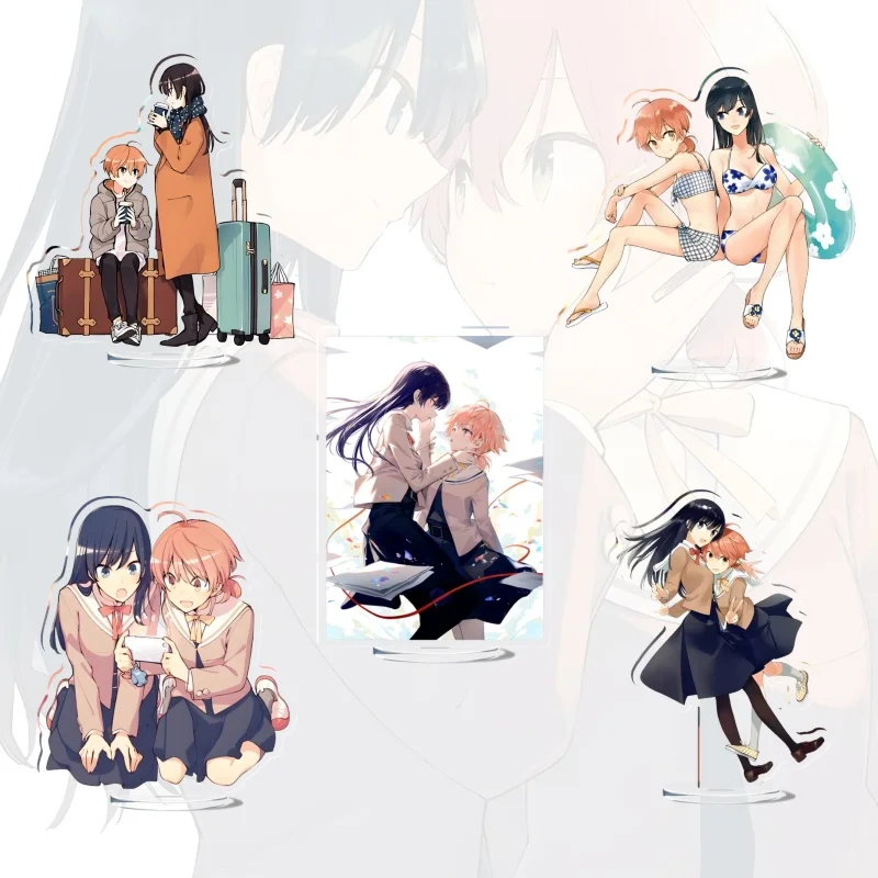 Фото Двусторонняя акриловая подставка с УФ-печатью «Bloom Into You»: Които Юу, Нанами Тоуко, Саэки Саяка. Большая акриловая фигурка-стенд с персонажами аниме Юри. Настольное украшение. №1