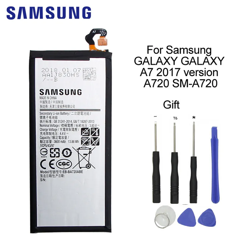 Оригинальная запасная батарея SAMSUNG для телефона, 3600 мАч, флейта для Samsung Galaxy A7 2017, версия A720, флейта A720F + бесплатный инструмент