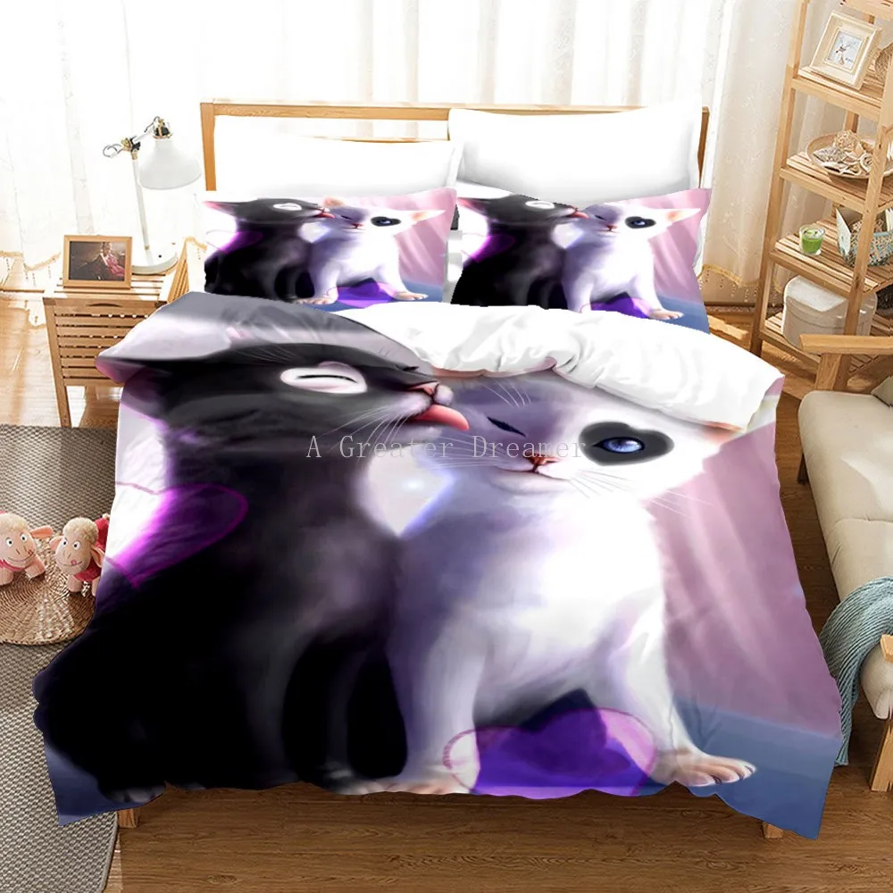 

Cute Wolves Cat Dog Bedding Set Anime Demon Slayer Printed Duvet Covers Pillowcases Comforter Bedding Set Bedclothes Bed Linen