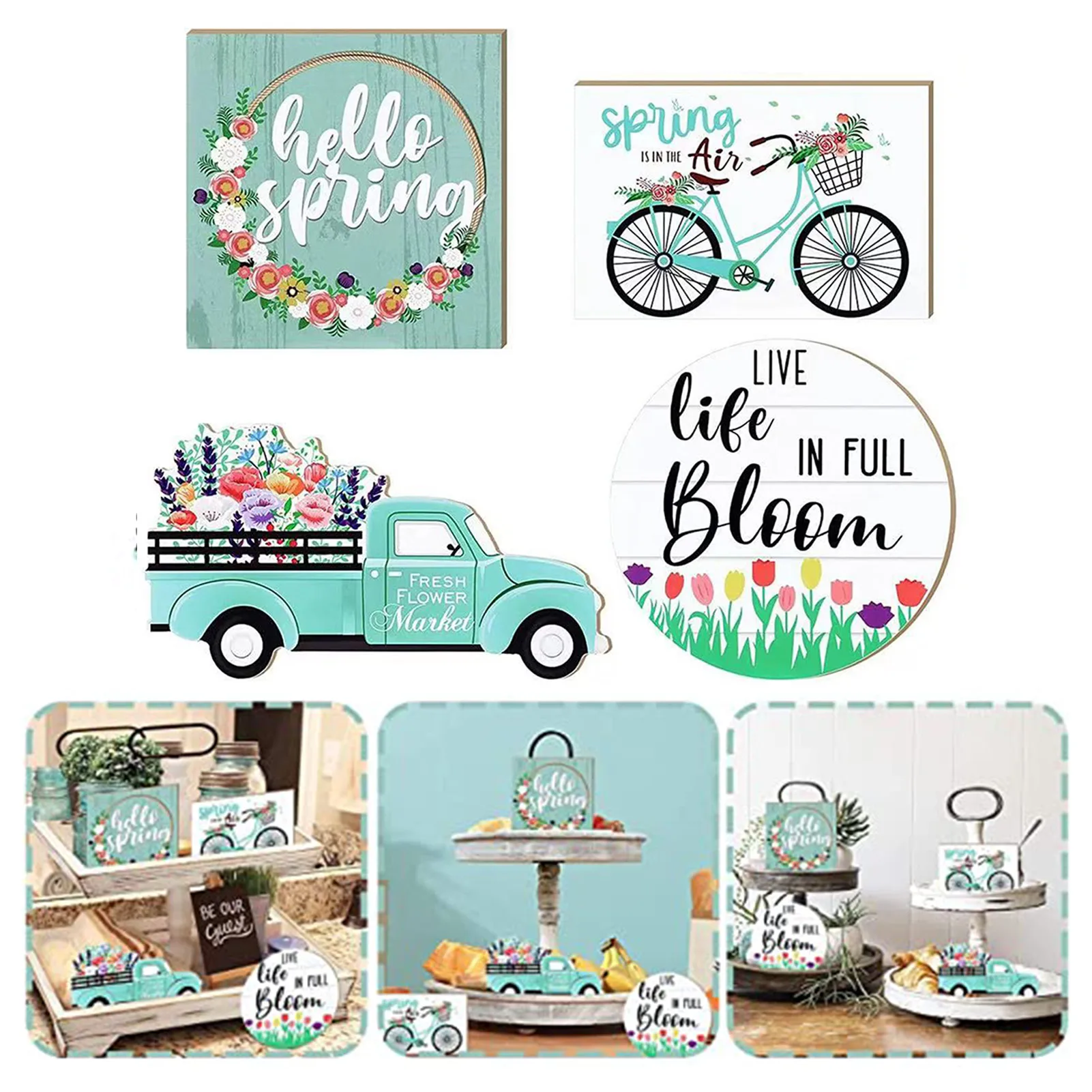 

Wooden Tiered Tray Decor Items Mini Easter Rustic Farm Decorations Mini Tiered Tray Decor Farmhouse Signs Easter Festival Spring