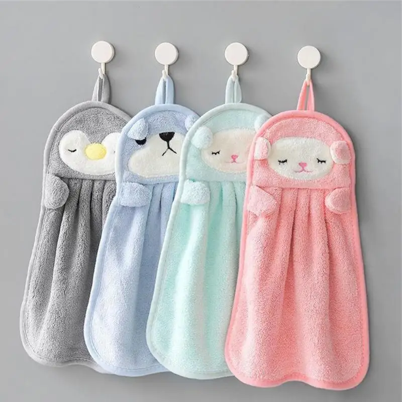 

Hand Towels Coral Fleece Anime Hanging Towel Absorbent Towels Children Hand Towels Cute Towels Penguin Duck Towels