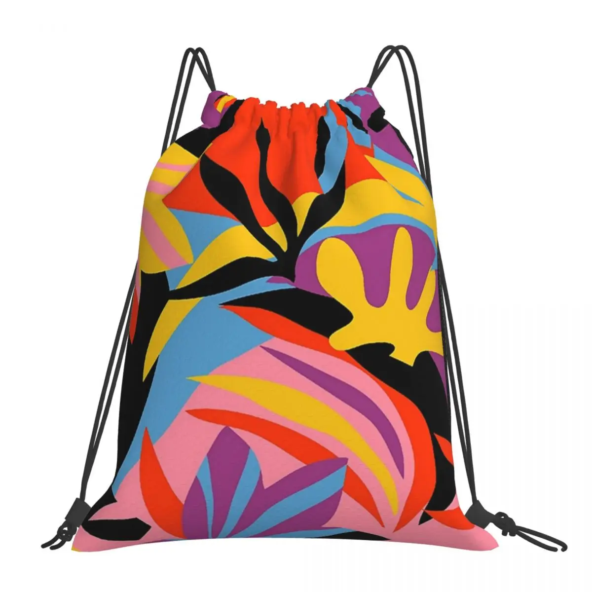 

Floral Painting-Les Fleurs Vibrant Backpacks Portable Drawstring Bags Drawstring Bundle Pocket Shoes Book Bags For Travel School