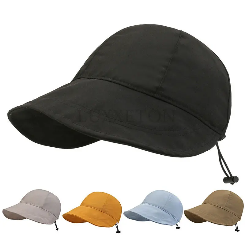 

Summer Sunshade Hat Wide Brim Sun Hat Drawstring Adjustable Foldable Women Men Cap Quick-drying Hats Visors Fisherman Caps