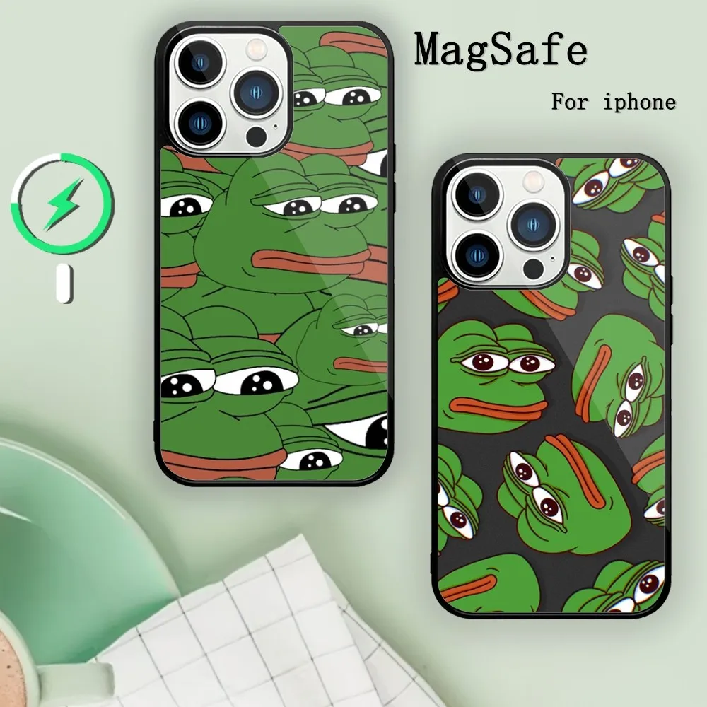 P-Pepe Забавный чехол для телефона с лягушкой магнитного притяжения iPhone 11 12 13 14 15 Mini
