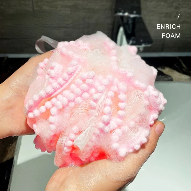 

Lace Soft Sponge Shower Ball Bathing Bubble Massage Particle Frost Cream Durable and Healthy Massage Bath Ball Bathroom Supplies
