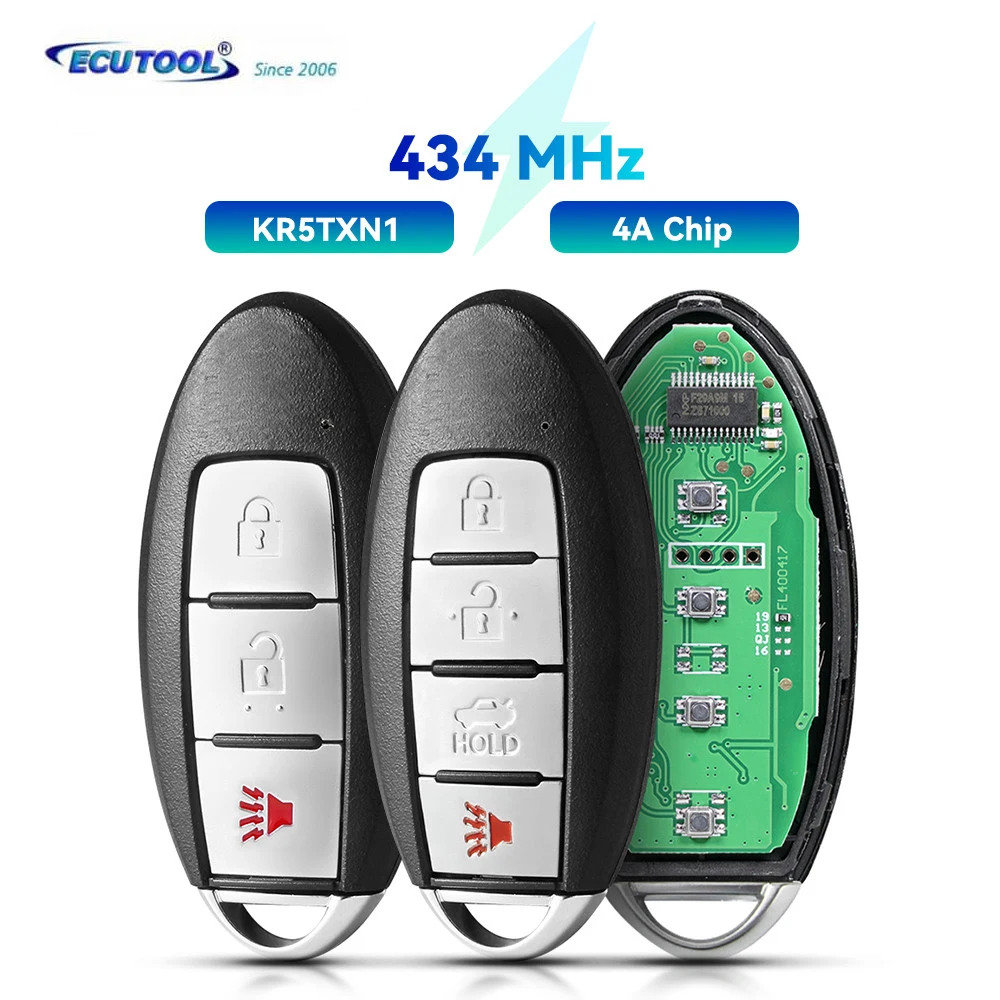 

3/4 Button For Nissan Kicks S Rogue Sport 2018 2019+ Proximity Smart Remote Control Key KR5TXN1 S180144502 433Mhz 4A Chip