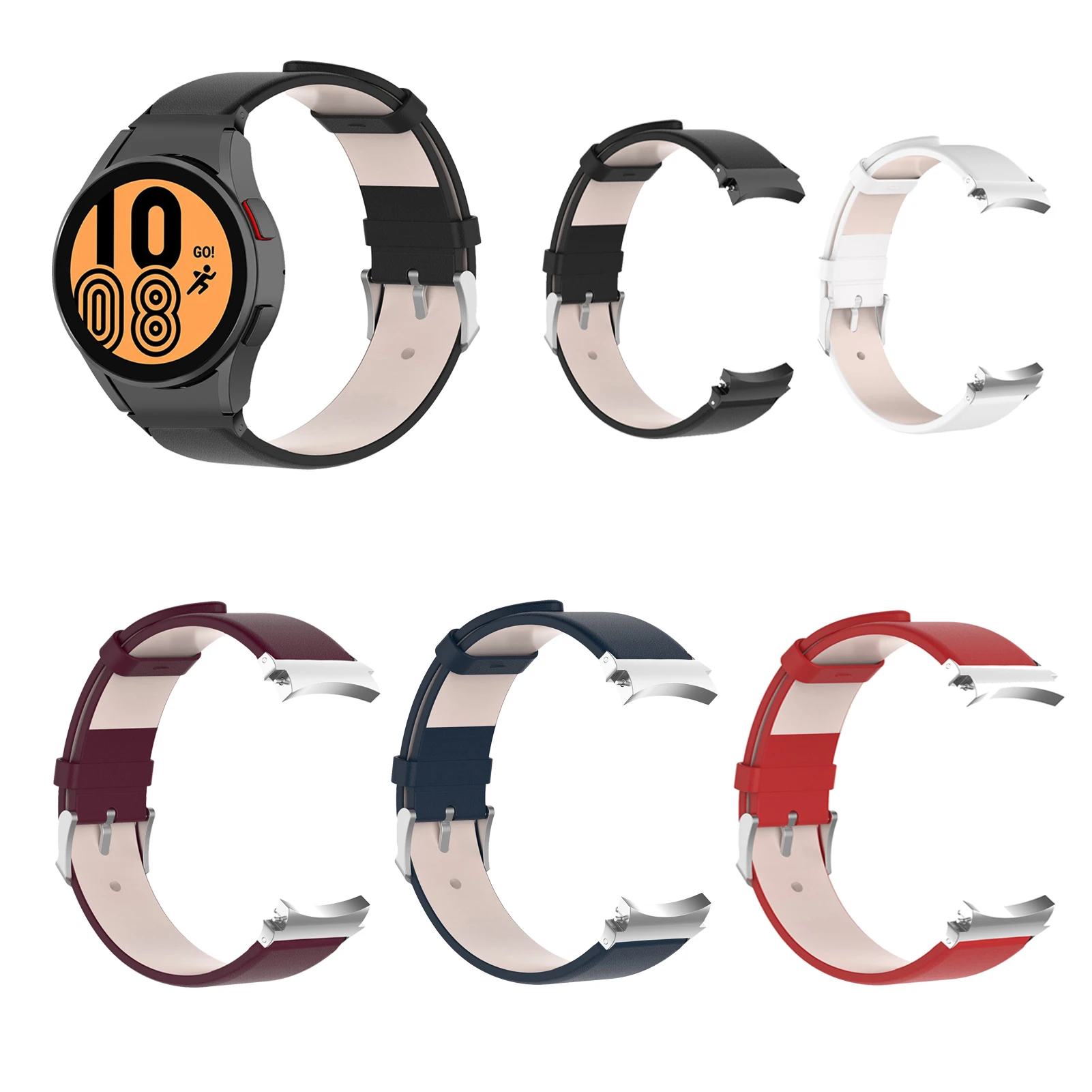 

Ремешок из ПУ кожи для Samsung Galaxy Watch 4 40 мм 44 мм 42 мм 46 мм