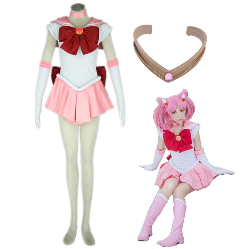 Anime Sailor Chibiusa piccola signora tranquillità Costume Cosplay abito archi guanti spilla fascia per bambino adulto Plus Size su misura