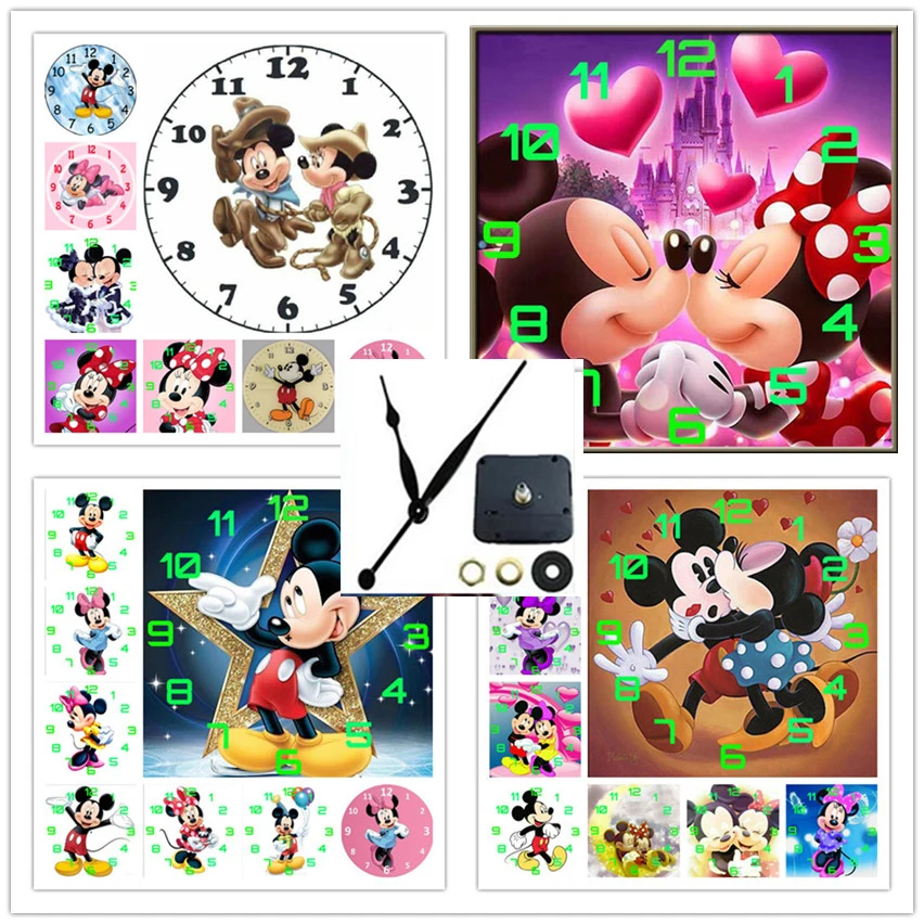 

Disney diamond painting Cross stitch kits clock Mickey Diamond mosaic Diamond embroidery home decortion kids diamond art clock